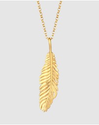 Kuzzoi - ICONIC EXCLUSIVE - Necklace Men Feather Pendant Casual Trend in 925 Sterling Silver Gold Plated