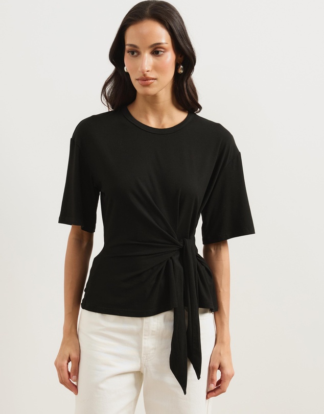 Atmos&Here - Rose Short Sleeve Tie Waist Top