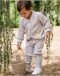 Kynd Baby - Organic Chunky Rib Knit Pant in Snow Marle