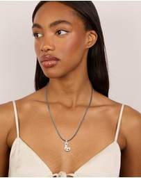 Lovisa - Waterproof Stainless Steel Bubble Large Bubble Letter L Cord Necklace