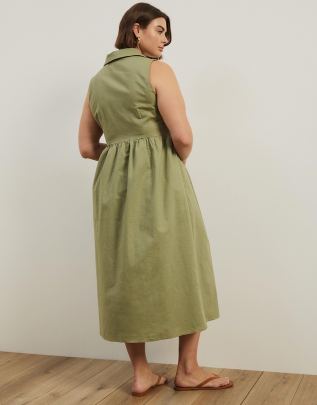 Atmos&Here Curvy - Riley Linen Blend Midi Dress
