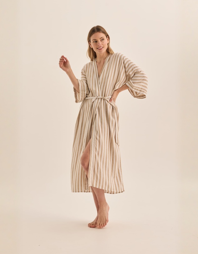 Gingerlilly - Sunny Natural Stripe Linen Robe