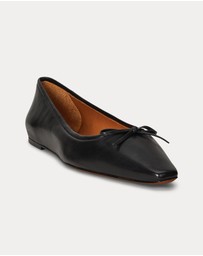 Polo Ralph Lauren - Pointed Leather Ballet Flats - Women's