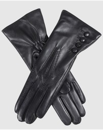 DENTS - Touchscreen Three-Point Cashmere-Lined Leather Gloves with Buttons