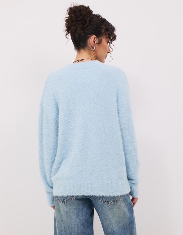Calli - Rae V-Neck Fluffy Knit Oversized Jumper