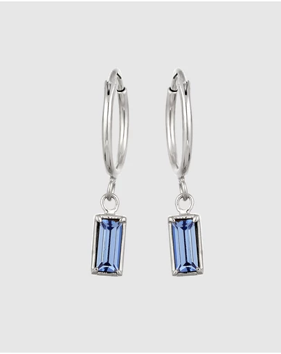 Elli Jewelry - Crystal Rectangle Hoop Earrings in 925 Silver