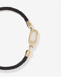 Michael Hill - Men's Black Leather Braided Bracelet with 10kt Yellow Gold