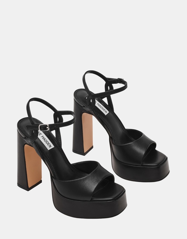 Steve Madden - Miliana Black Leather Heels