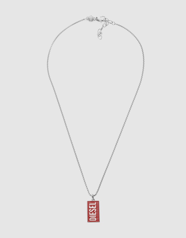Diesel - Single Dogtags Silver-Tone Necklace