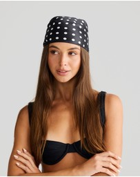 Vacay Swimwear - Havana Head Scarf Black Polka