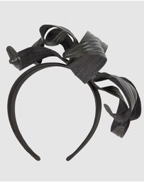 Max Alexander - Leather Leafs Black Headband Fascinator