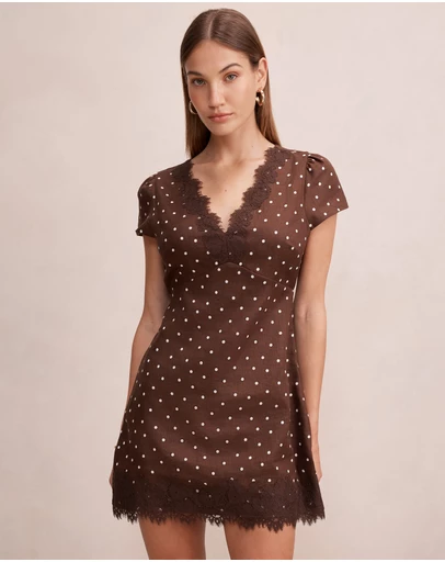 Forever New - Lexi Lace Trim Linen Mini Dress