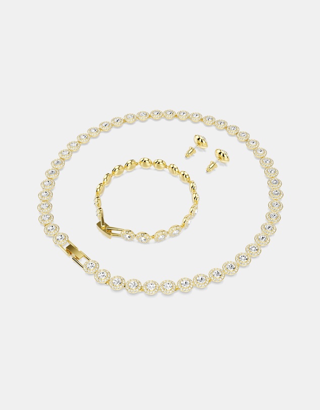 Swarovski - Una Angelic Set, Set 3, Round Cut, White, Gold-tone Plated