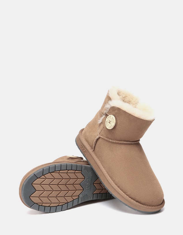 EVERAU - Australian Shepherd Ugg Mini Button Sheepskin Upper UGG Boots