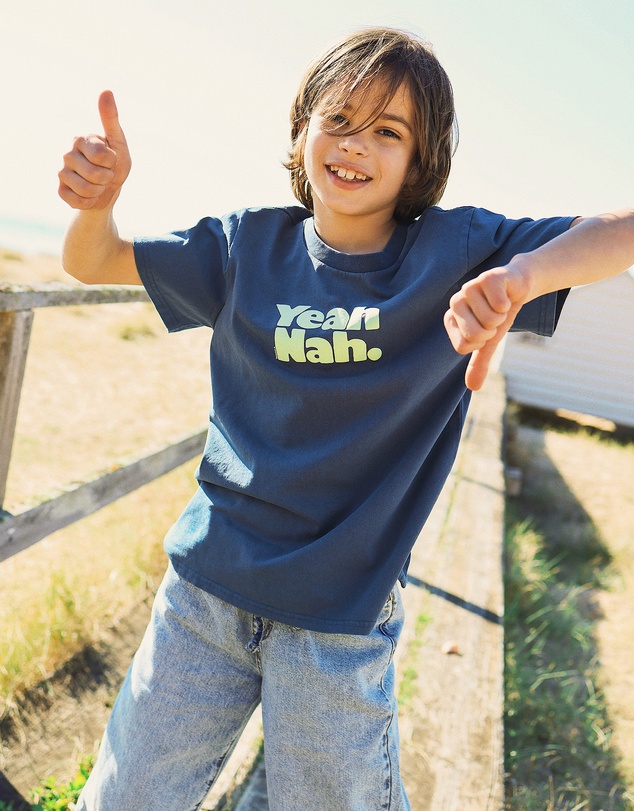 Skwosh - Yeah Nah Kids Slang Tee in Navy