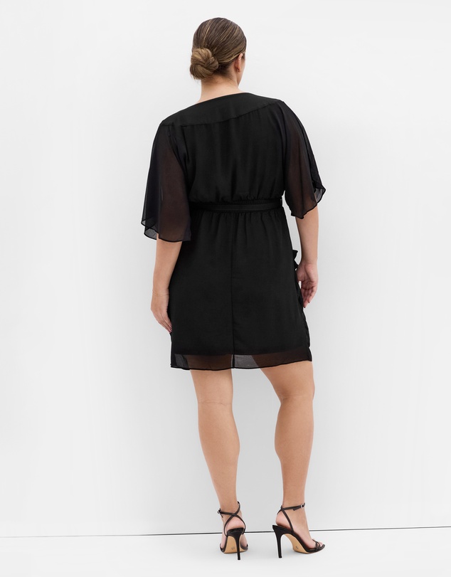 City Chic - Plus sizeDrape Faux Wrap Mini Dress - black