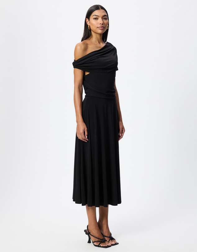 Norma Kamali - Sleeveless Cowl Neck Hooded Flared Dress To Midcalf