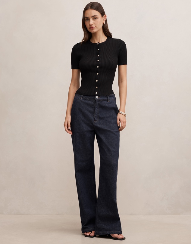 Forever New - Sophie Button Through Ribbed T-shirt