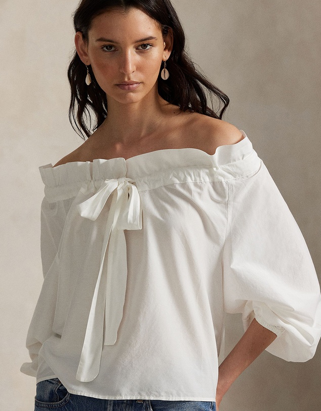 Polo Ralph Lauren - Off-The-Shoulder Cotton-Silk Blouse