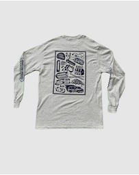 KFD - Kfd Men Bleak Outlook Long Sleeve Cotton Tshirt Relaxed Fit Blue