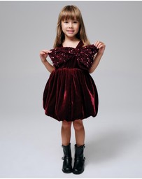 Bardot Junior - Kirrily Velour Bow Dress - Kids-Teens
