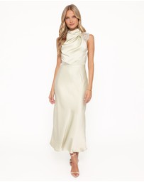 Petal & Pup - Anabelle Halter Neck Lace Maxi Dress - Sage Green