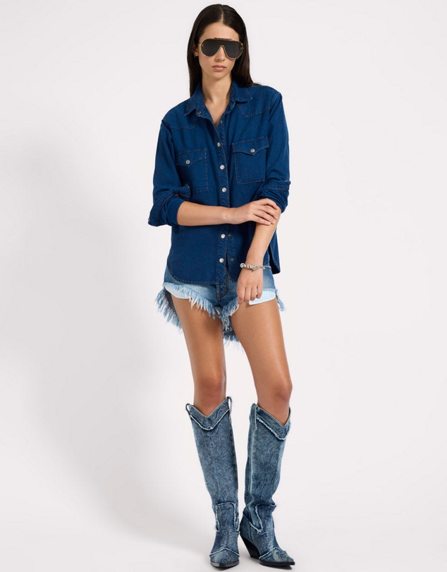 ONE TEASPOON - Western Denim Shirt - Deep Blue