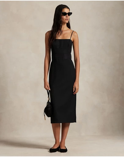 Polo Ralph Lauren - Silk-Trim Wool Cocktail Dress