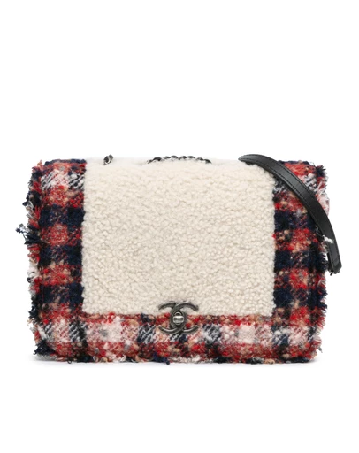 Pre-Loved by Azura Reborn - Pre-Loved Chanel Shearling Tweed Crossbody Bag