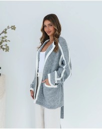 Esther & Co - Adelle Coatigan - Grey Print