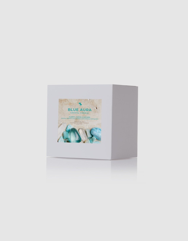 Silk Oil of Morocco - Blue Aura Large Crystal Candle - Clarity, Focus & Success