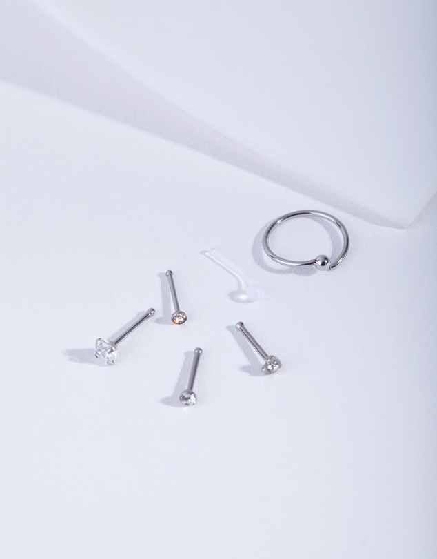 Lovisa - Silver Surgical Steel Mixed Nose Piercing 6-Pack