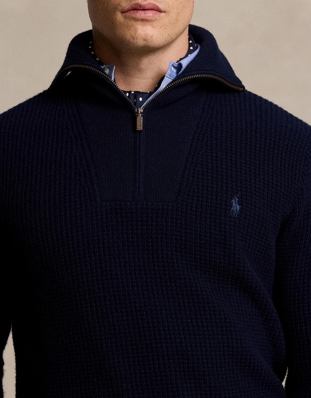 Polo Ralph Lauren - Waffle Wool-Cotton Quarter-Zip Sweater