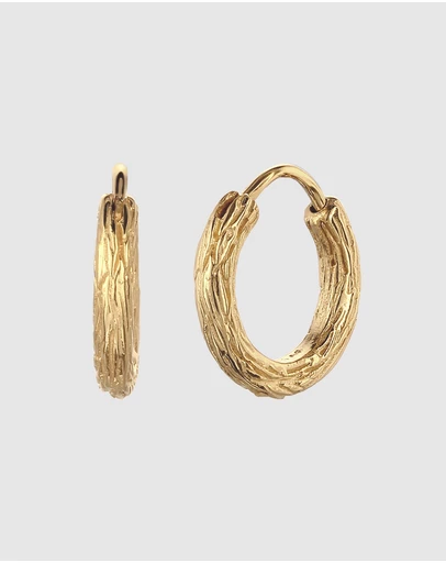 Kuzzoi - ICONIC EXCLUSIVE - Textured Hoop Earrings in Gold-Plated 925 Sterling Silver