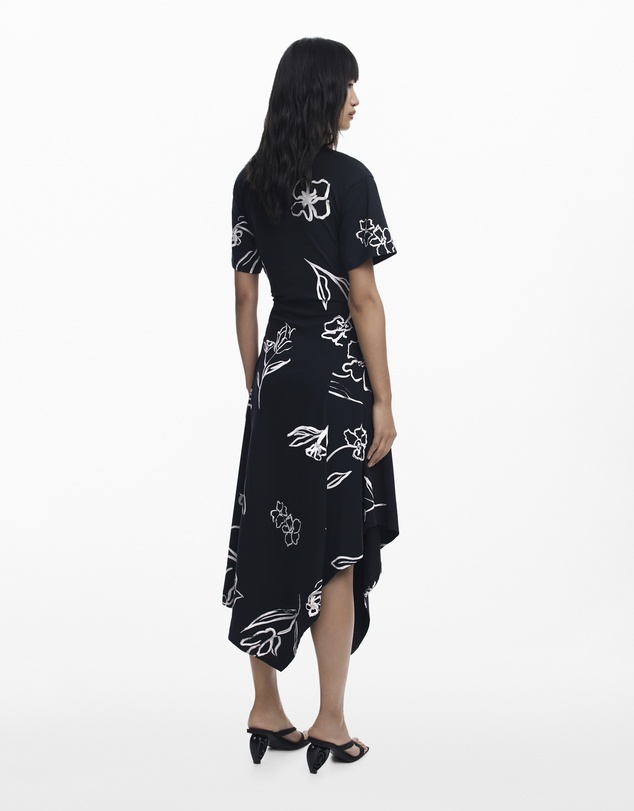 Desigual - Asymmetric dress with floral strokes