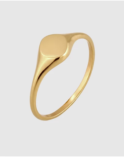 Elli Jewelry - Ring Signet 925 Sterling Silver Gold-Plated