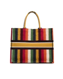 Pre-Loved by Azura Reborn - Pre-Loved dior Striped Canvas Tote Bag with Dual Top Handles and Interior Compartment