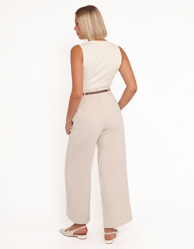 Petal & Pup - Ceres Belted Wide Leg Pant - Stone