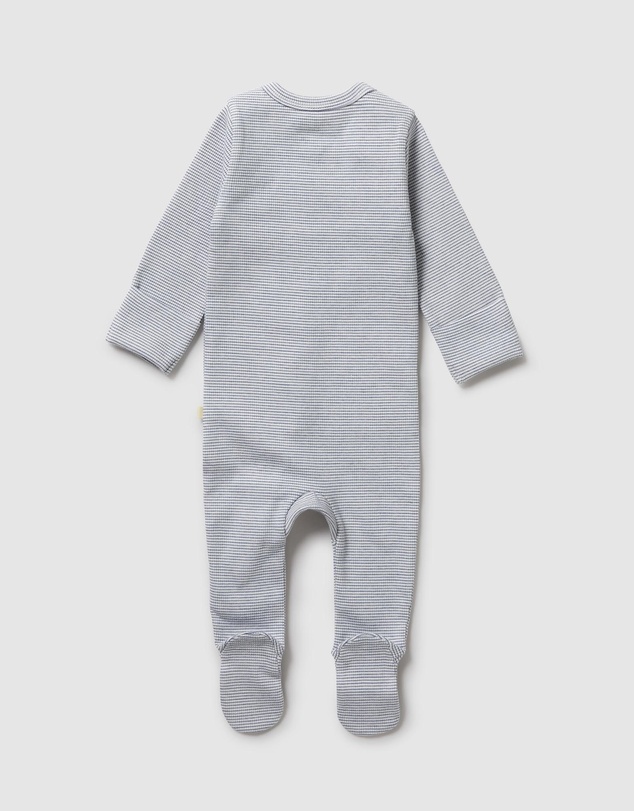 Wilson & Frenchy - Organic Stripe Rib Zipsuit with Feet - Babies