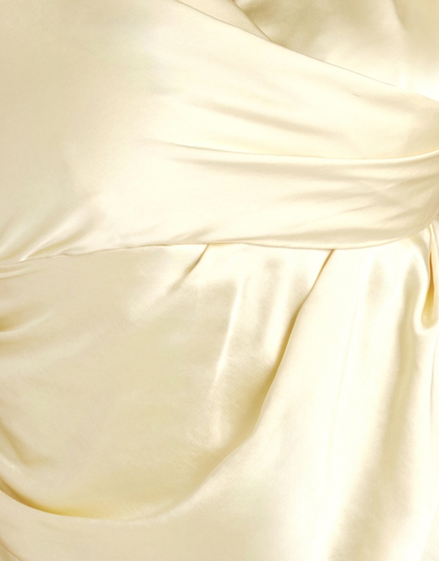 Six Stories - Plunge Drape Detail Satin Bridesmaid Dress