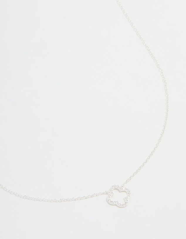 Lovisa - Sterling Silver Cubic Zirconia Flower Pendant Necklace