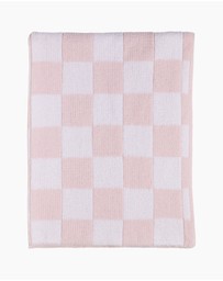 Living Textiles - Chenille Blanket - Checkered Pink