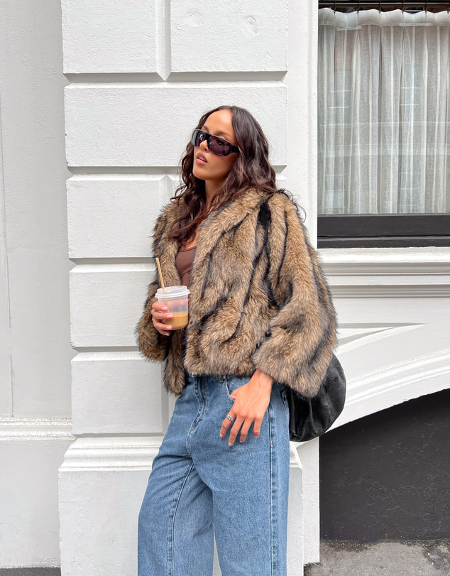 Beginning Boutique - It Girl Chocolate Faux Fur Jacket