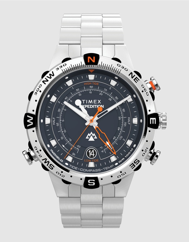 TIMEX - Expedition Tide-Temp-Compass 45mm Stainless Steel Bracelet Watch