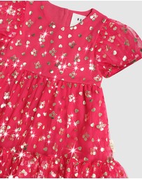 Huxbaby - Golden Cherries Puff Sleeve Tulle Dress - Babies