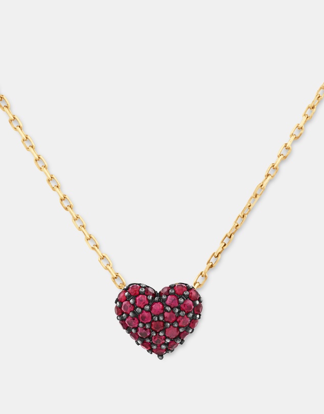 Michael Hill - Ruby Pave Heart Pendant in 10kt Yellow Gold