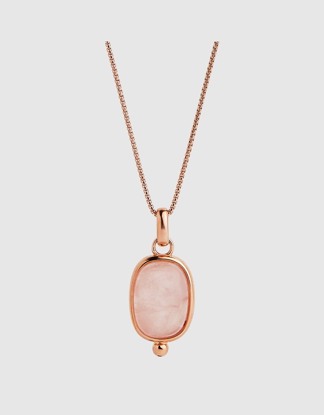 Najo - Fleur Rose Gold Rose Quartz Necklace (45cm+ext)