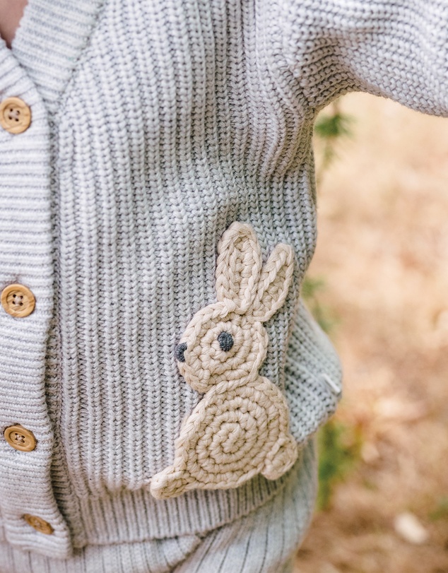 Kynd Baby - Knit Bunny Cardigan in Snow Marle