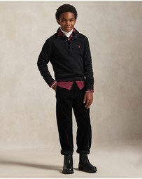 Polo Ralph Lauren - Plaid-Trim Fleece Polo-Collar Sweatshirt - ICONIC EXCLUSIVE - Teens