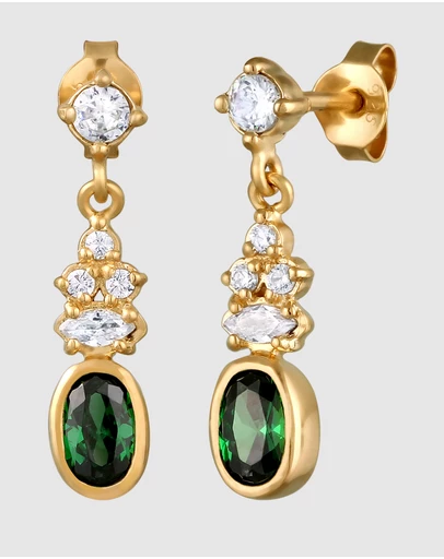 Elli Jewelry - Zirconia Stud Earrings in Gold-Plated 925 Silver